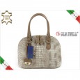 8570 Italienische Damen Handtasche Leder Tortora Lennox