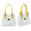 6081 Italienische Damen Handtasche Palmell Bianco Leder