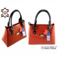 6081 Italienische Damen Handtasche ARANCIONE COCCO Leder