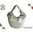 7867 Italienische Damen Handtasche Leder VIT ST CUT beige